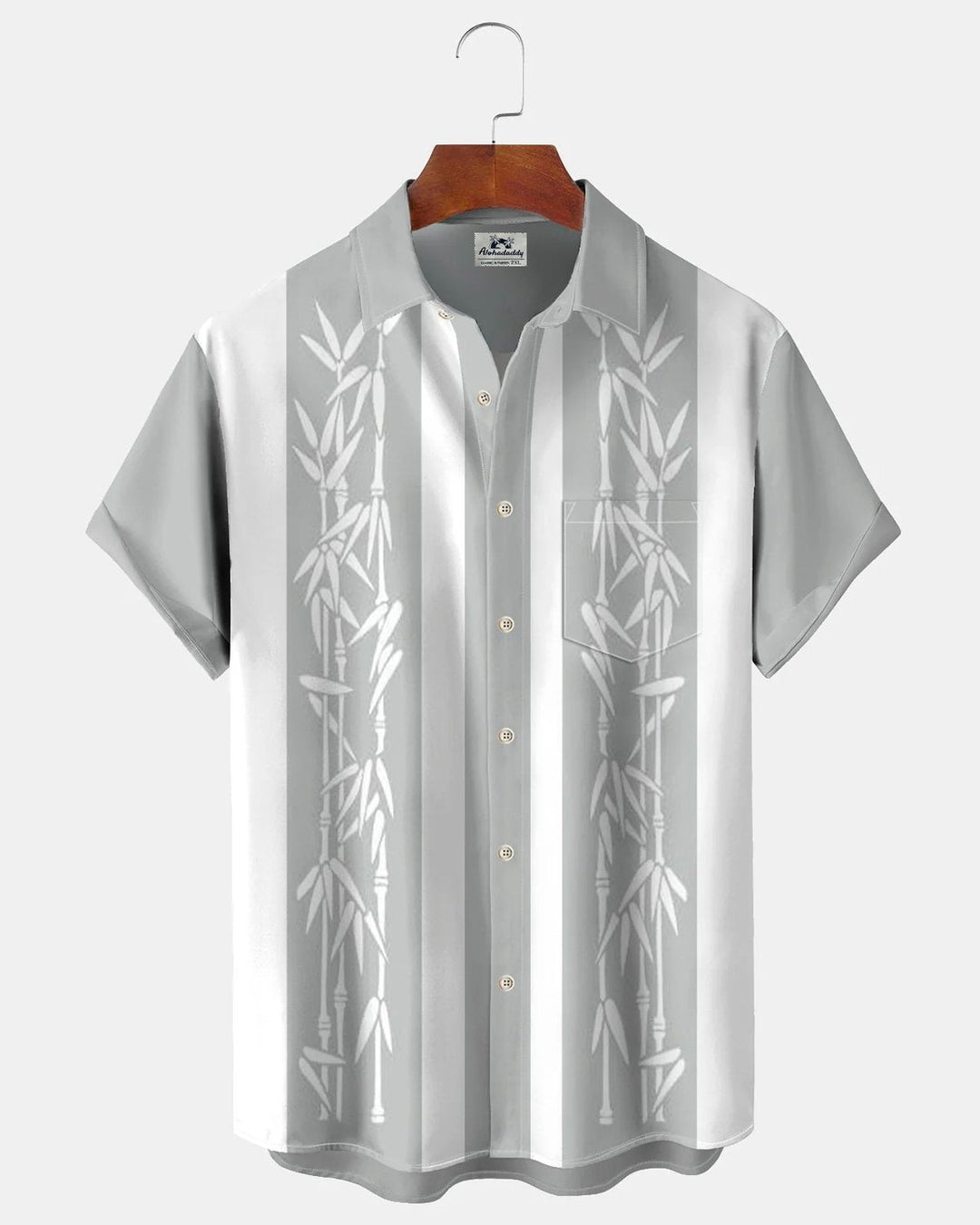 Alohadaddy Pocket Vintage Bowling Plant Bamboo Print Beach Men's Hawaiian Big And Tall Shirt