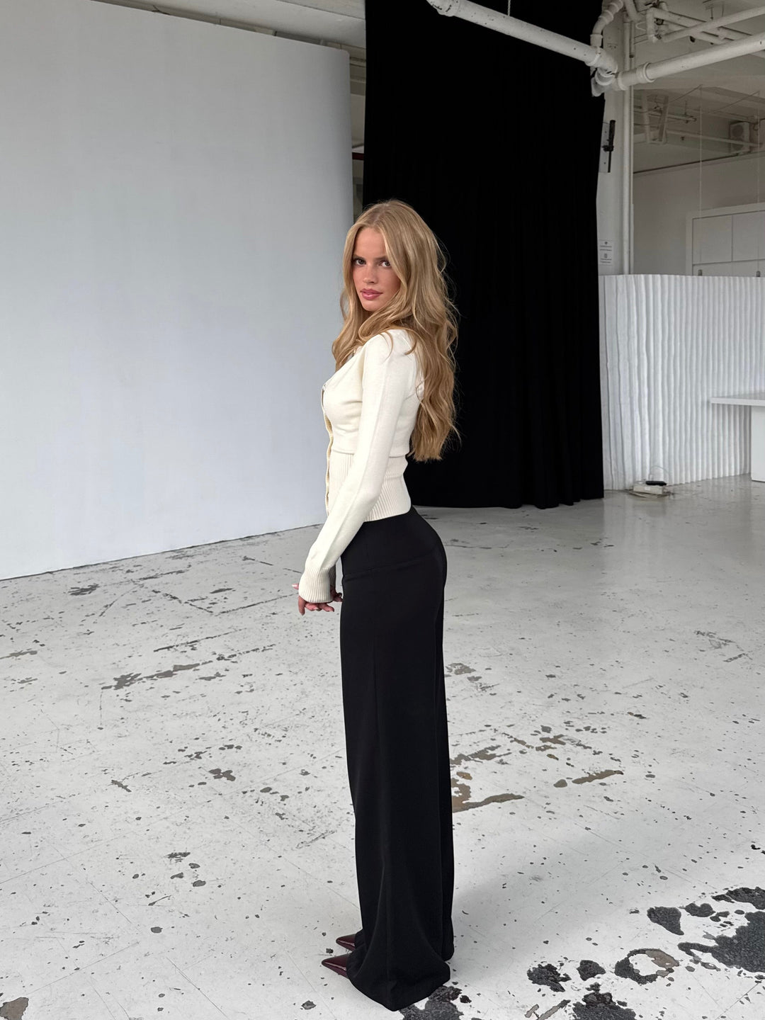 Flowy low waist bukser - sort