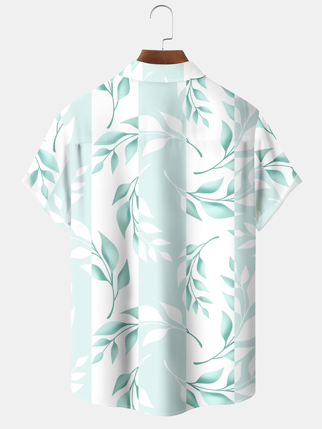 Alohadaddy Beach Vacation Men's Hawaiian Shirt Plant Leaf Print Pocket Shirt