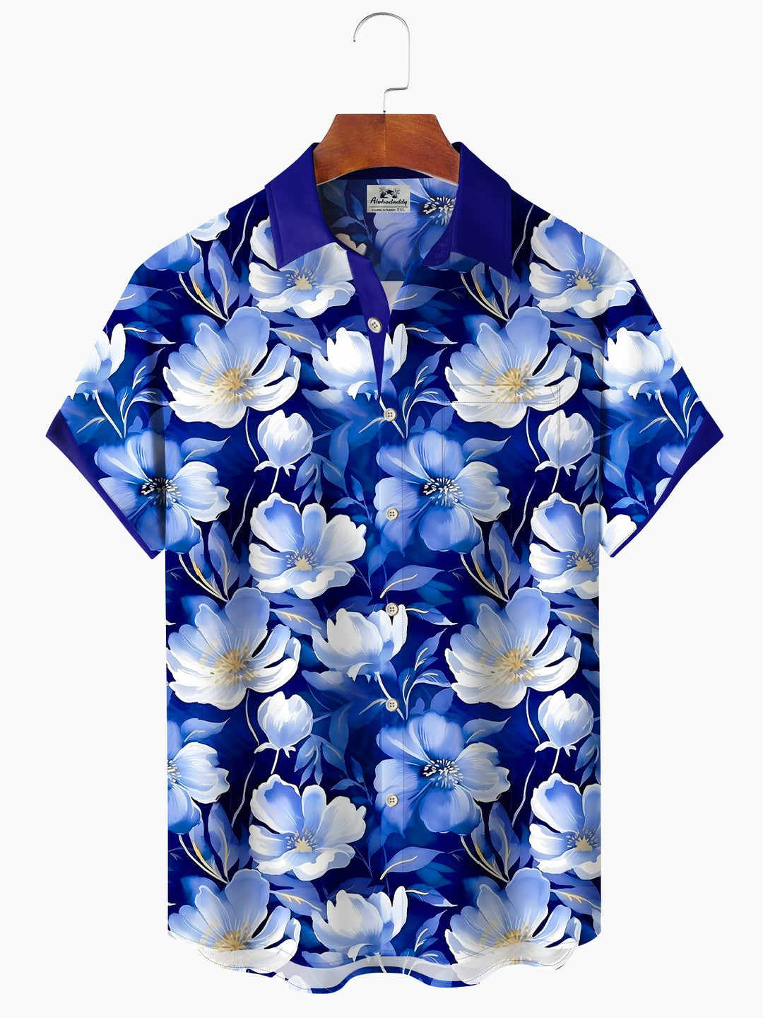 Alohadaddy Hawaiian Floral Print Men's Button Pocket Short Sleeve Shirt