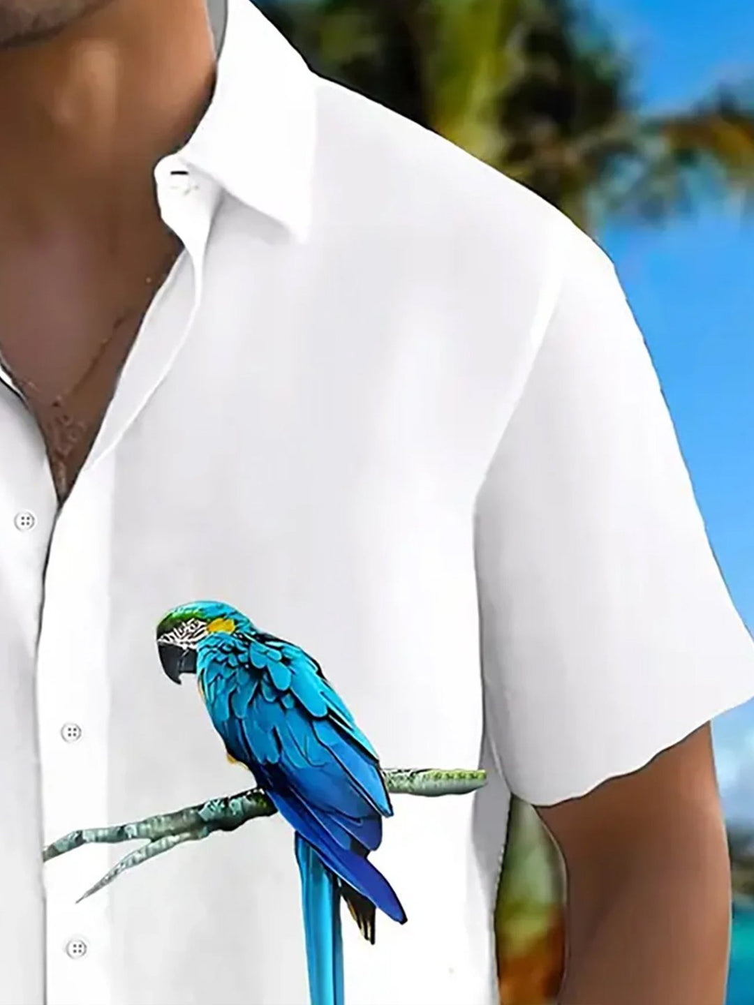 Alohadaddy® Hawaiian Parrot Print Men's Button Short Sleeve Shirt Big & Tall