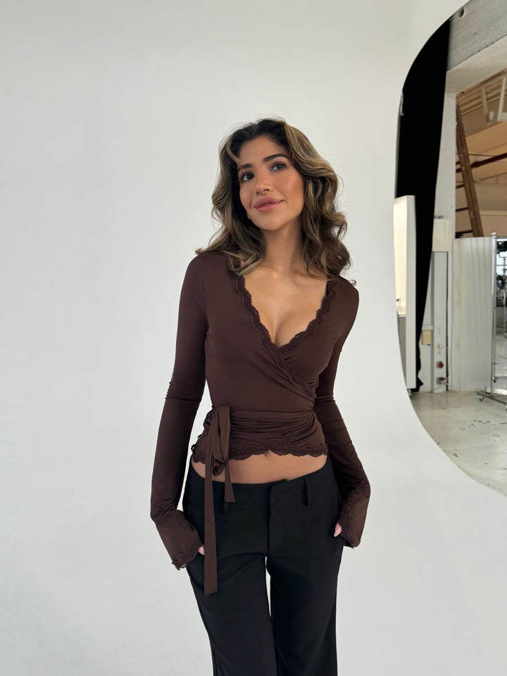 Ballerina basic top - mørk brun