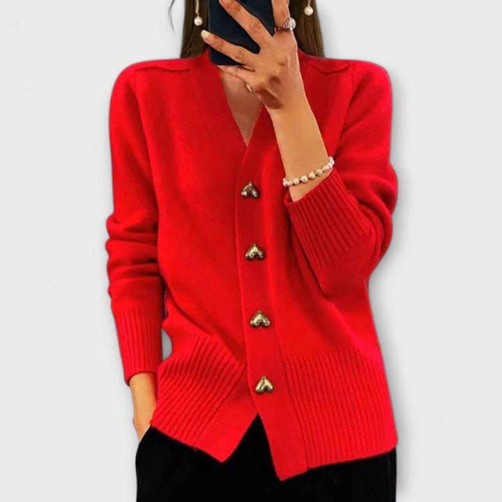 Marij – Dame sweater med V-hals i vintage stil