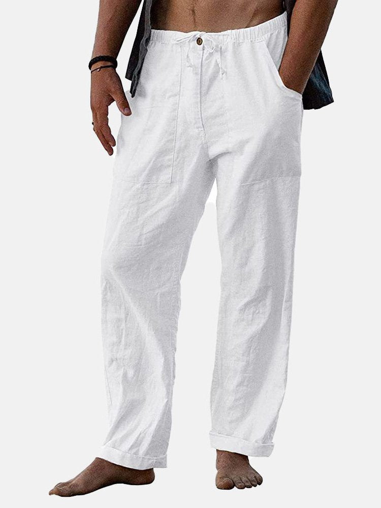 Men's Solid Linen Casual Series Pants