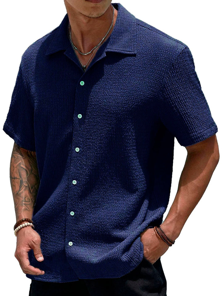 Alohadaddy Basic Casual Seersucker Men's Button Pocket Short Sleeve Shirt Big & Tall