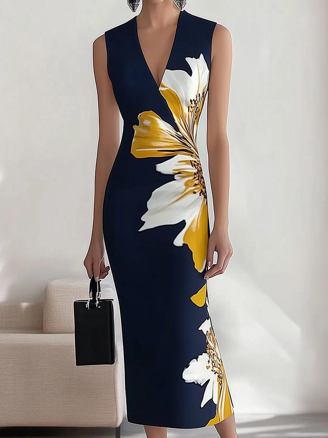 Elegant Printed Workplace Party Festival Midi Dress