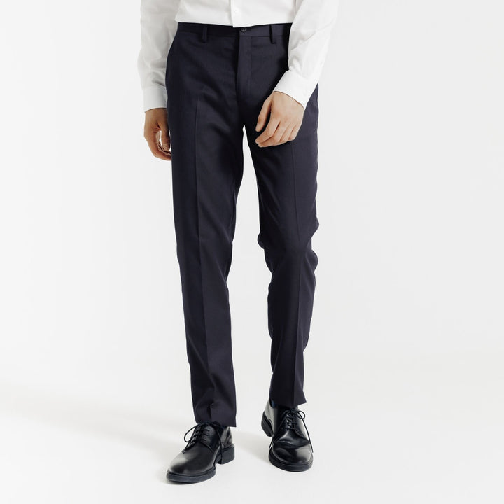 Slim fit jakkesætsbukser - Marineblå