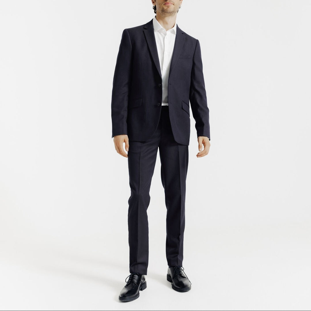 Slim fit jakkesætsbukser - Marineblå