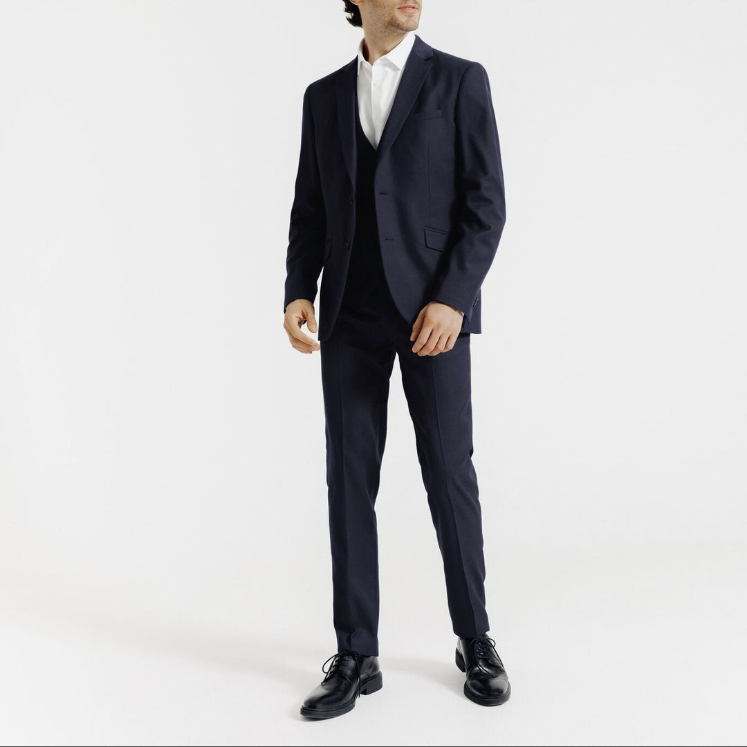 Slim fit jakkesætsbukser - Marineblå