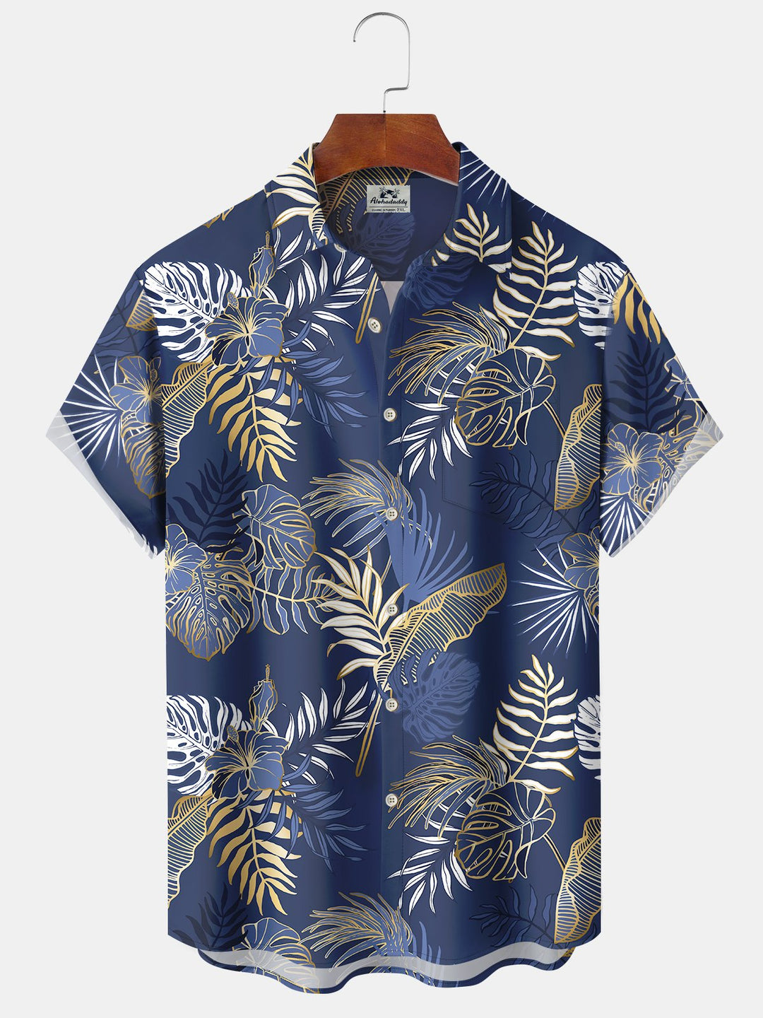 Alohadaddy Men's Hawaiian Resort Tropical Floral Gold Beach Aloha Shirt