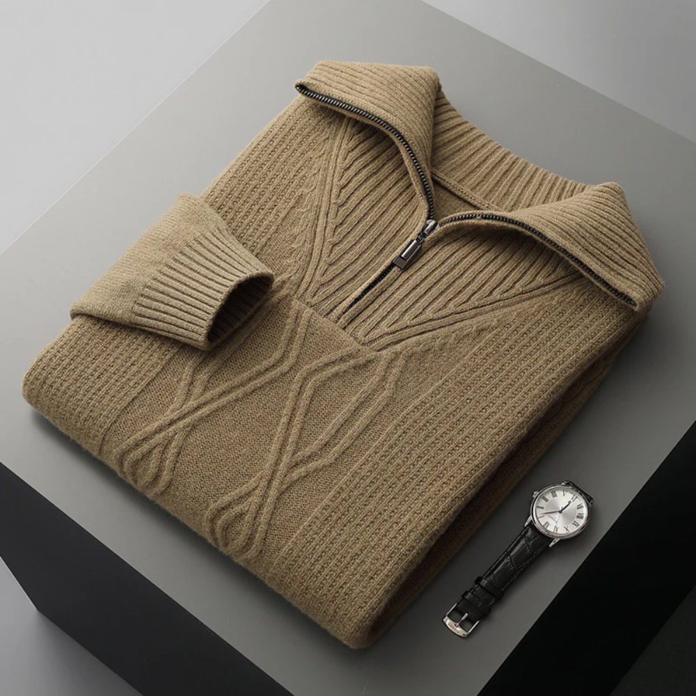 Taranto Merino Uld Zip Sweater