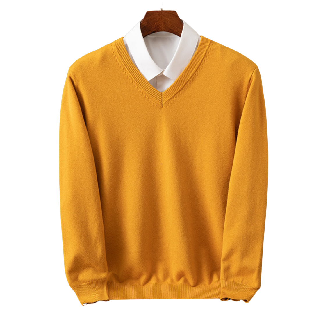 V-Hals Pullover i Ren Uld til Mænd