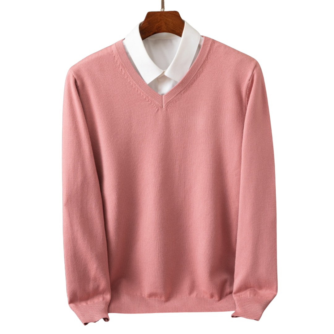 V-Hals Pullover i Ren Uld til Mænd