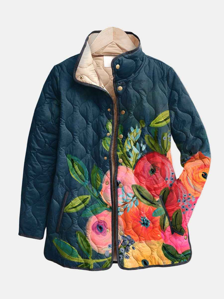 Camille | Quiltet jakke med malede blomster