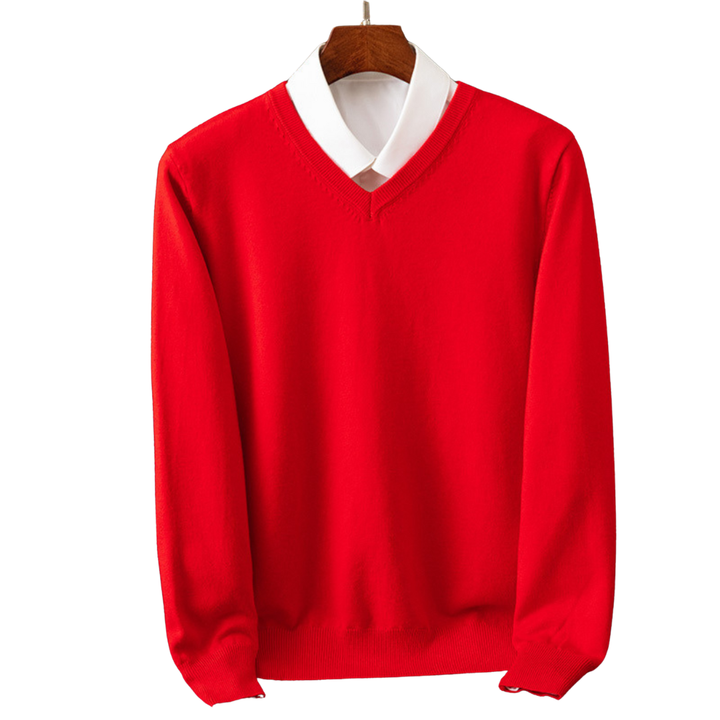 V-Hals Pullover i Ren Uld til Mænd