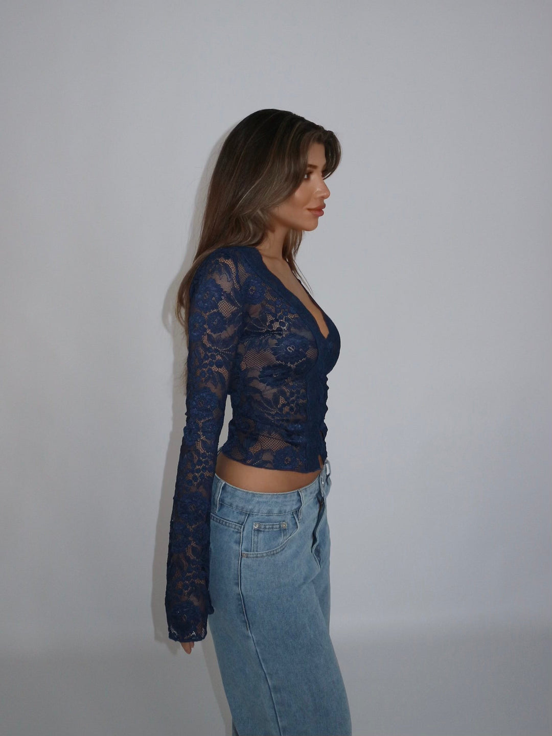 Smuk Luna blonde top - mørk blå
