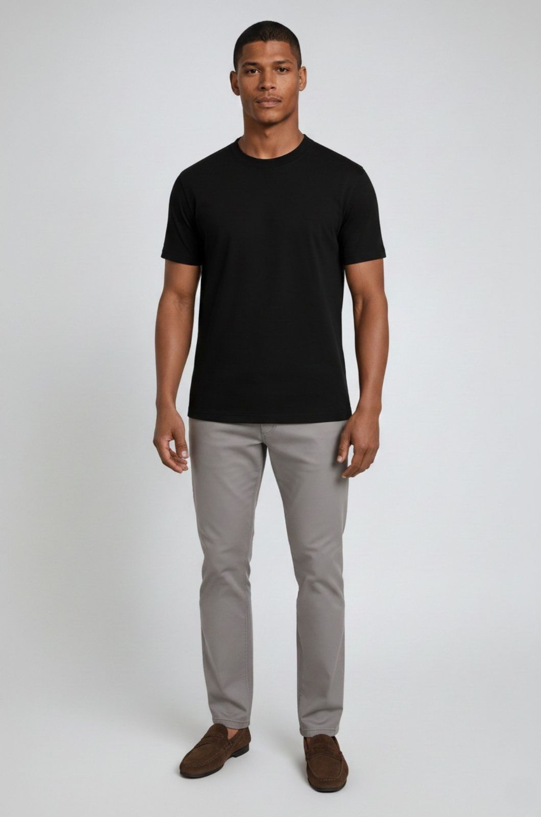 Herre Slim-Fit Merceriseret T-shirt i Sort