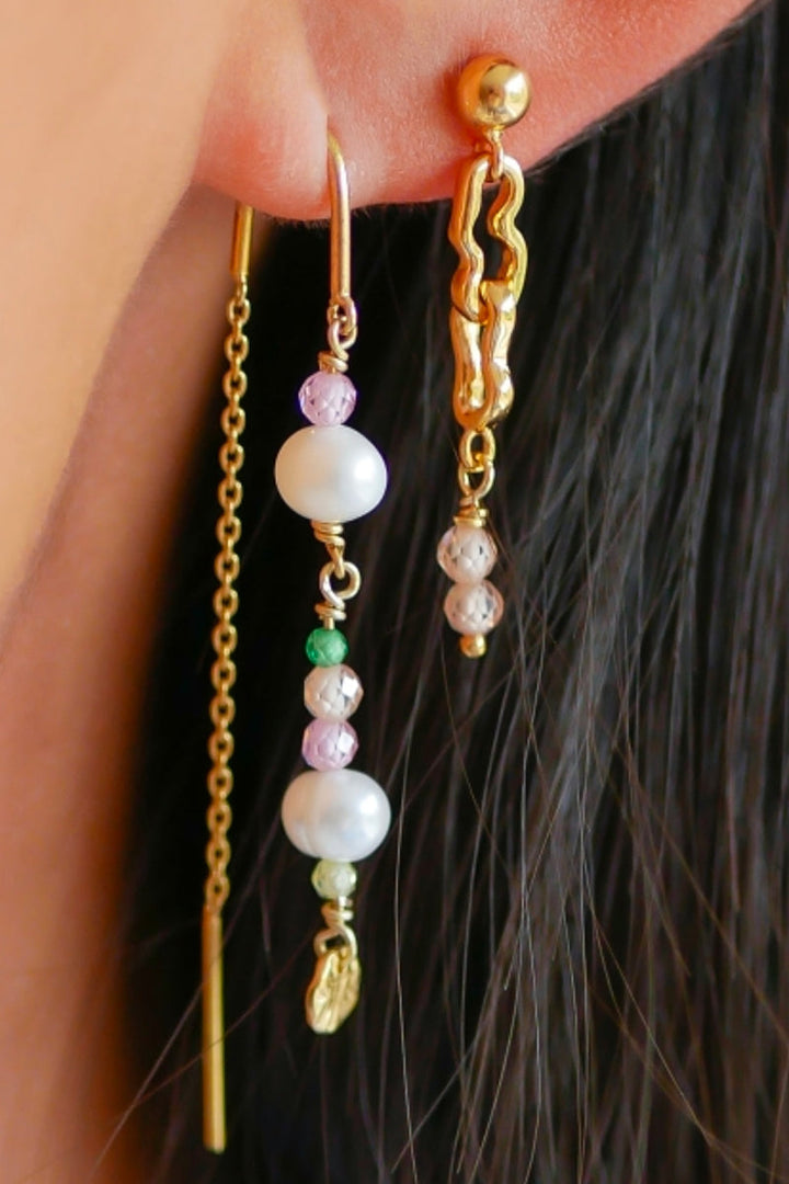 Sofia Earring | Light pink, Kaki green, Peach and Pearl | Øreringe fra Enamel