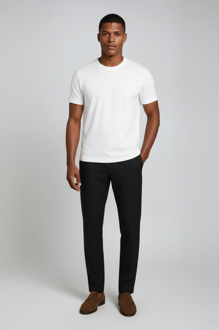 Hvid Slim-Fit T-Shirt til Mænd