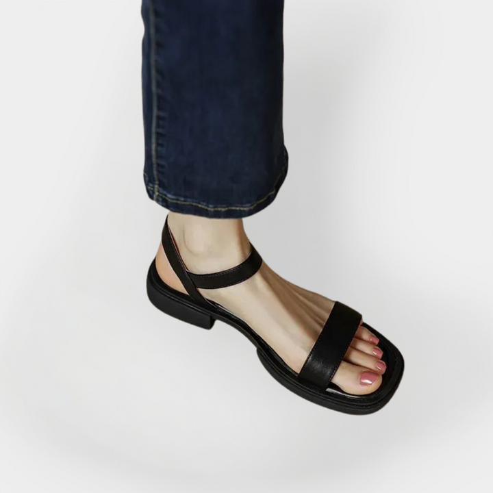 Læder Sandaler med Lav Hæl