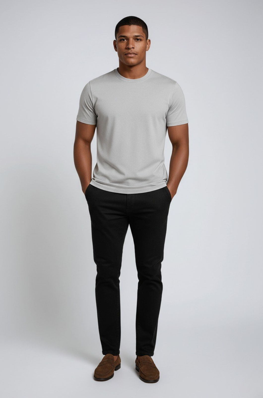 Herre Slim-Fit T-Shirt i Sølv Mist
