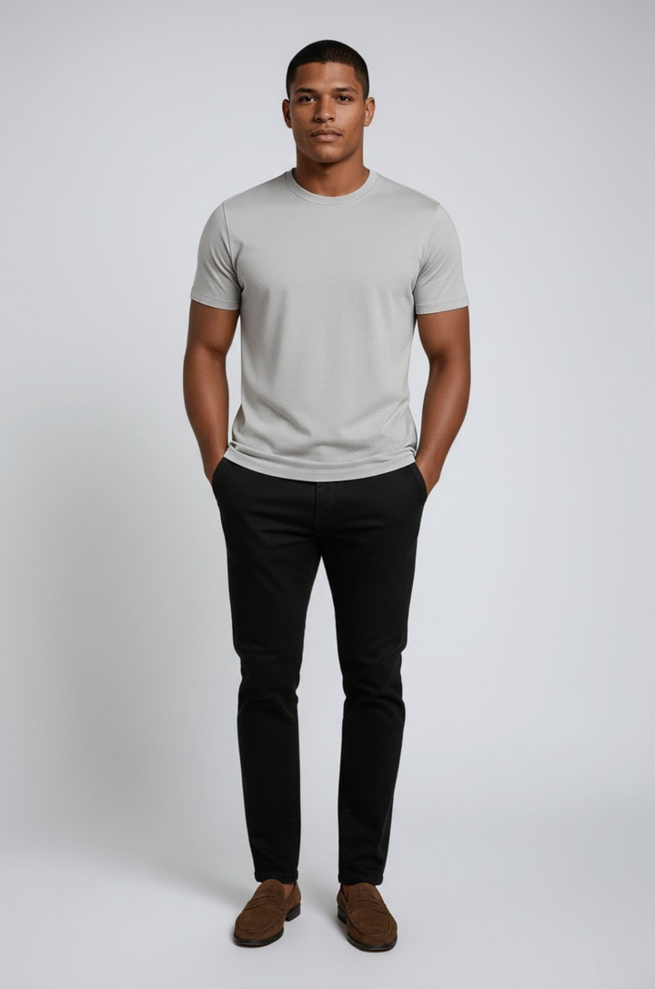 Herre Slim-Fit T-Shirt i Sølv Mist