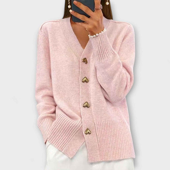 Marij – Dame sweater med V-hals i vintage stil