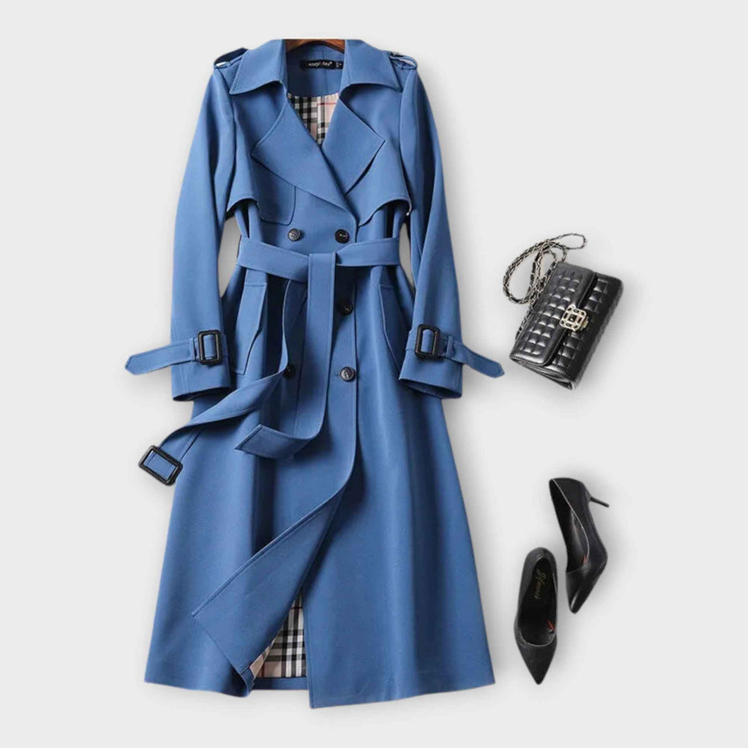 Klassisk Lang Trench Coat med Bælte