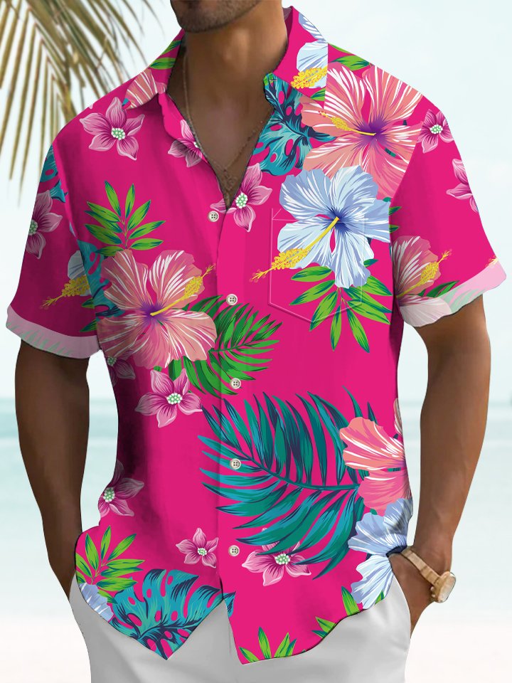Alohadaddy Hawaiian Tropical Floral Short Sleeve Shirt