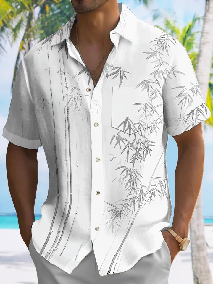 Alohadaddy Summer Plant Bamboo Tropical Casual Vacation Shirt