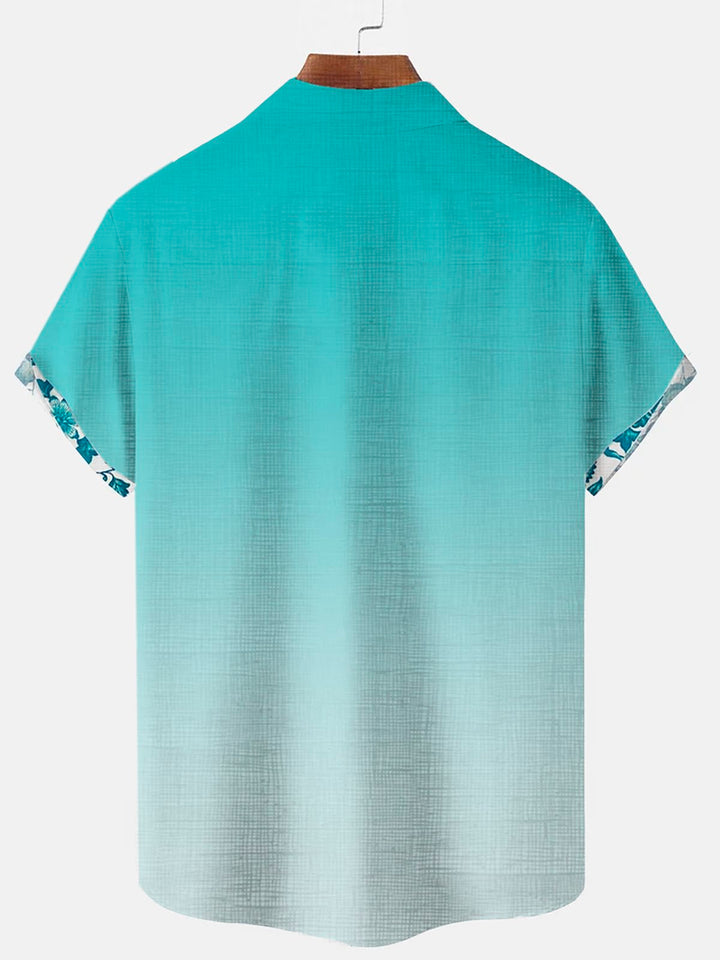 Alohadaddy® Hawaiian Gradient Floral Print Men's Short-Sleeved Button-Down Shirt Big & Tall