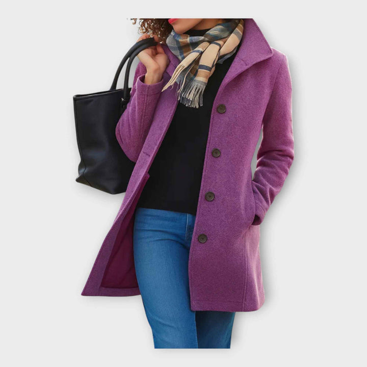 Elegant Uldfrakke med Knapper