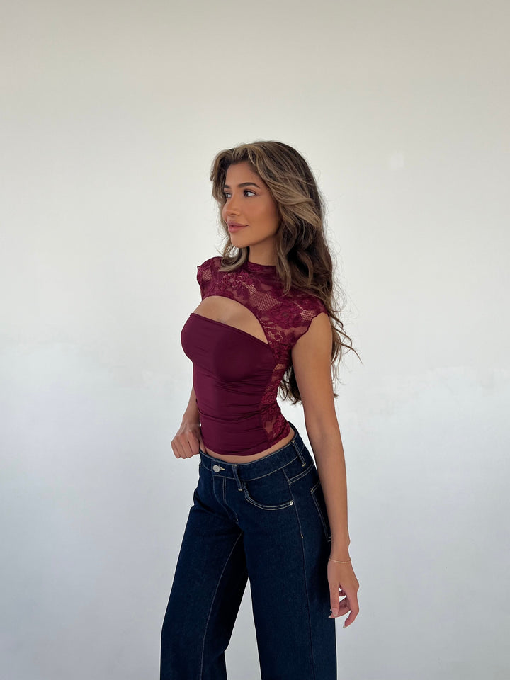 Lara blonde top - bordeaux