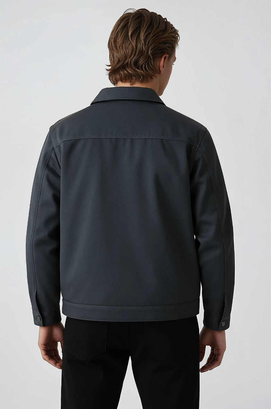 Letvægts Twill Jakke til Mænd – Mørkegrå – Regular Fit