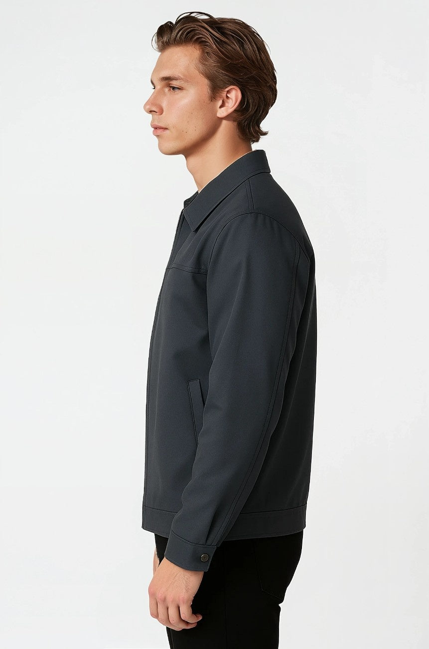 Letvægts Twill Jakke til Mænd – Mørkegrå – Regular Fit