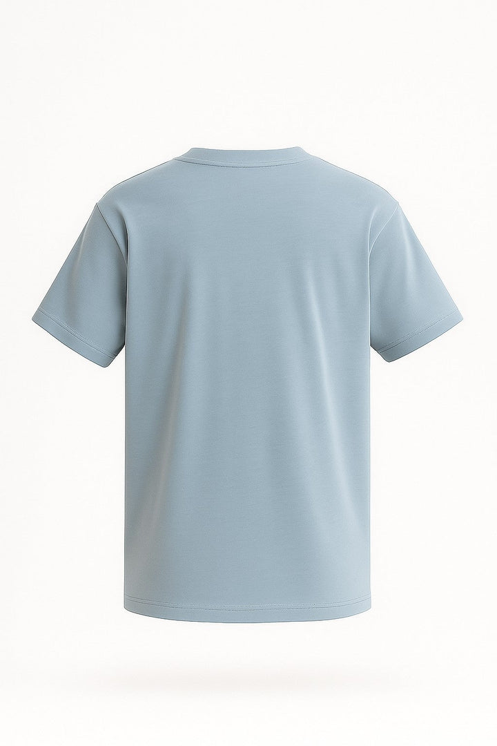 Herre T-shirt i Bomuld – Åndbar Kortærmet Rund Hals – Tågeblå