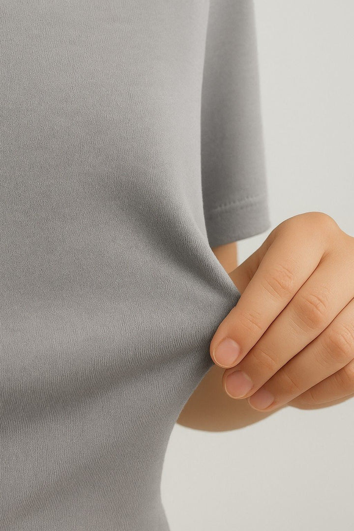 Herre T-shirt i Bomuld – Åndbar Kortærmet Rund Hals – Jerngrå