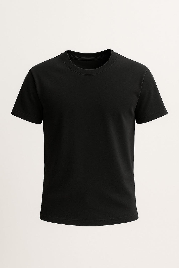 Herre T-shirt i Bomuld – Åndbar Kortærmet Rund Hals – Kulsort