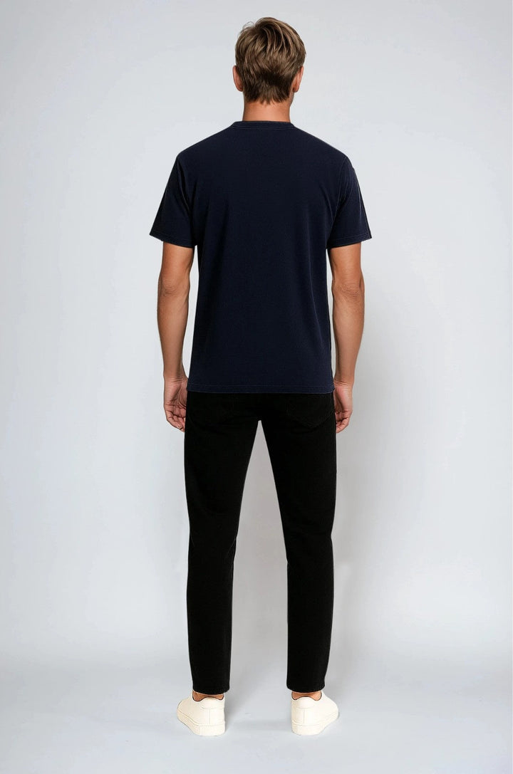 Herre T-shirt i Bomuld – Åndbar Kortærmet Rund Hals – Kulsort