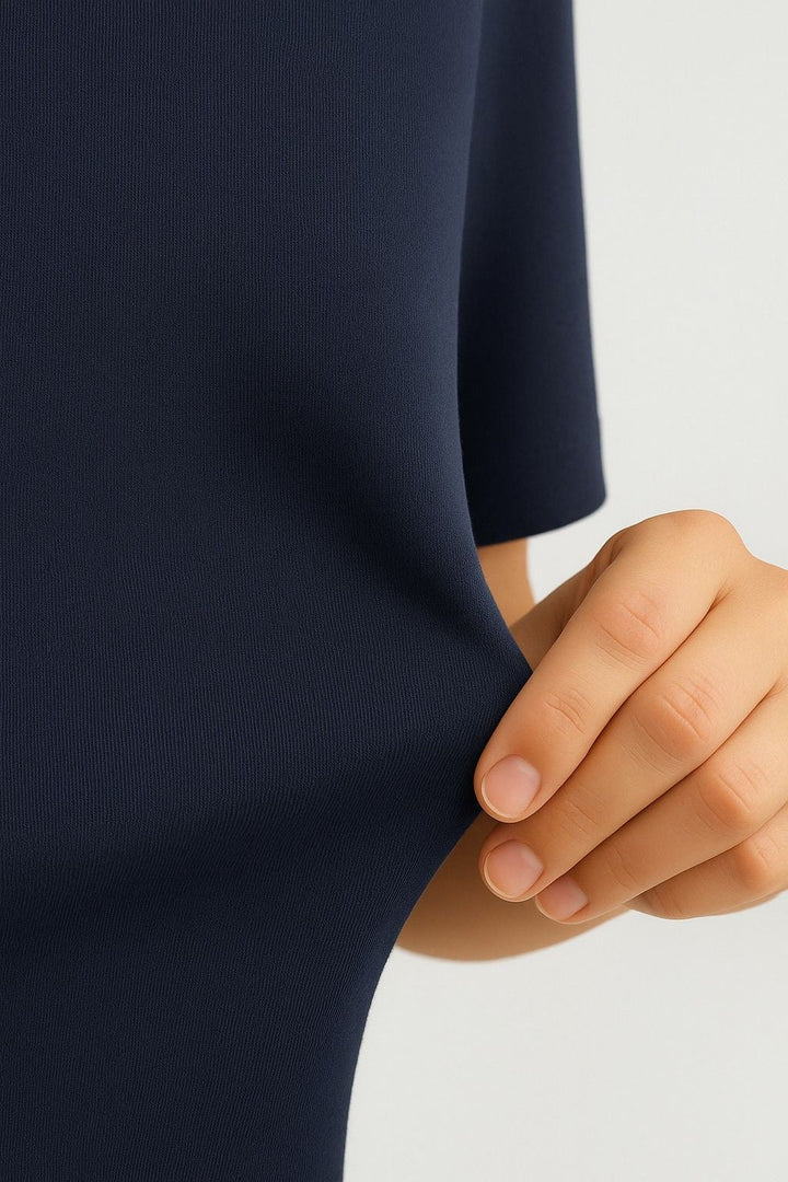 Herre T-shirt i Bomuld – Åndbar Kortærmet Rund Hals – Marineblå