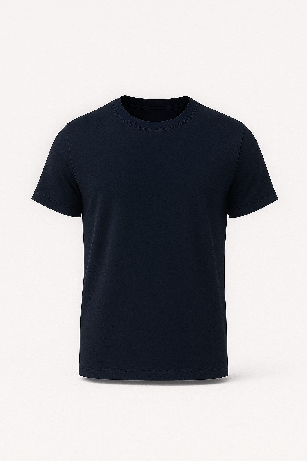 Herre T-shirt i Bomuld – Åndbar Kortærmet Rund Hals – Marineblå