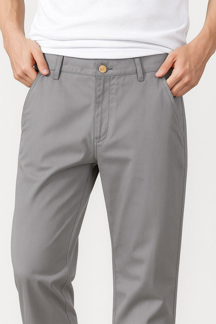 Herrebukser – Straight Fit Bomuld med Stræk