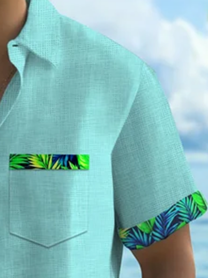 Alohadaddy® Hawaii Basic Textured Floral Print Men's Button-Down Short-Sleeve Shirt Big & Tall
