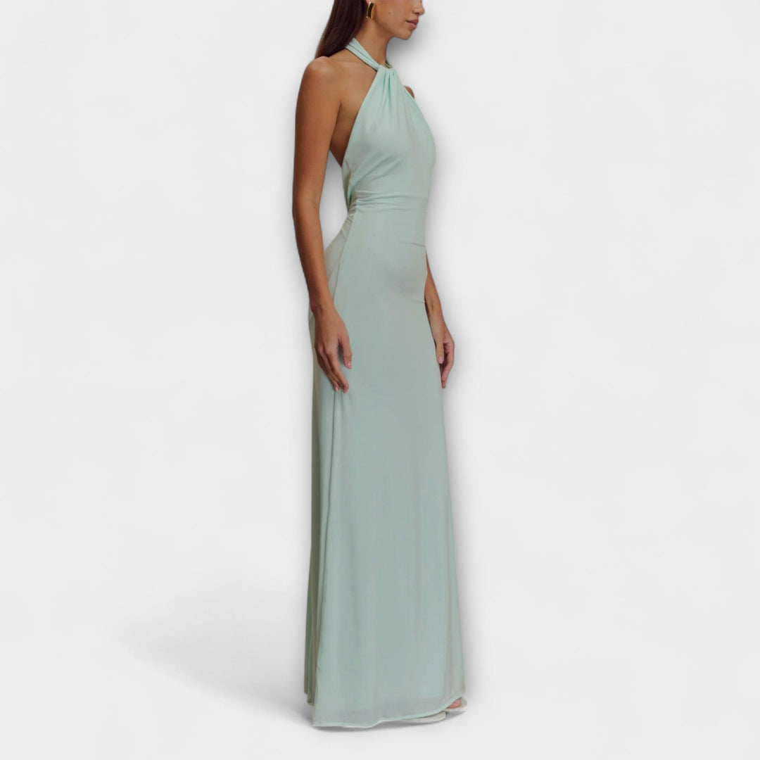 Elegant Satinkjole Med Halssløjfe
