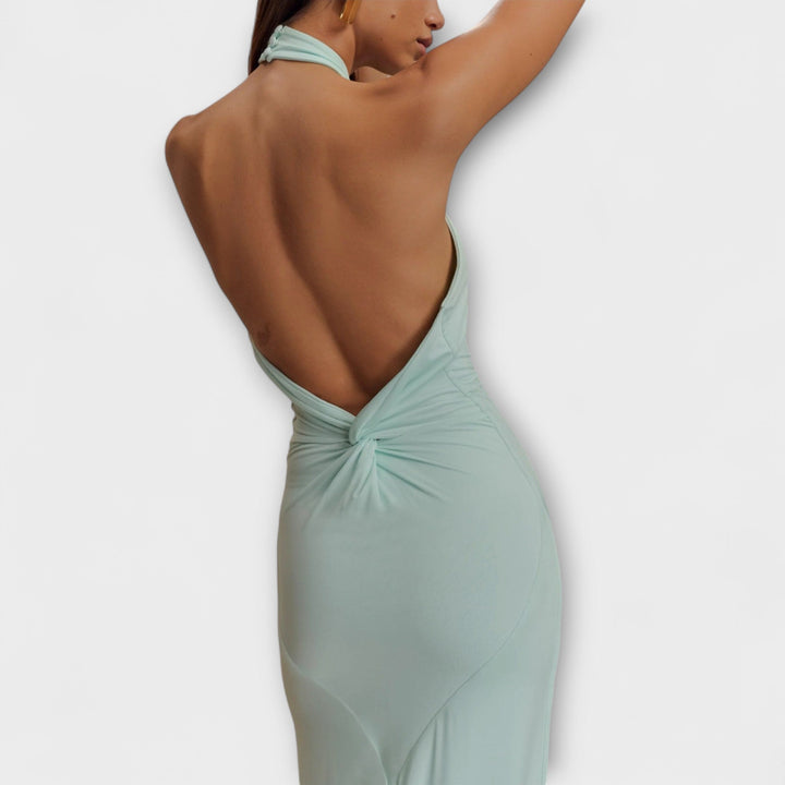 Elegant Satinkjole Med Halssløjfe