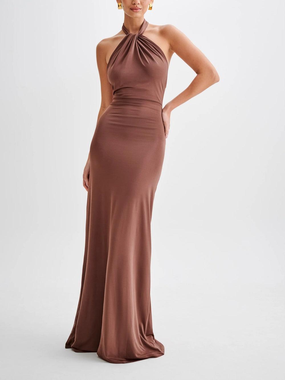 Slinky Halter Maxi Dress - Lagoon