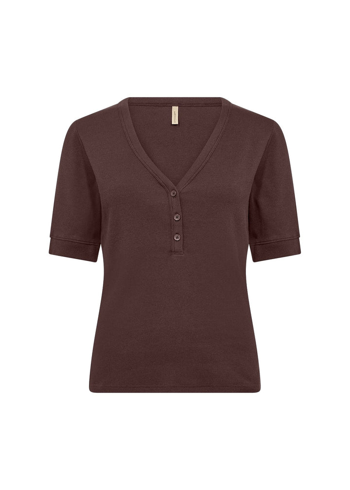 MIGNON brun T-shirt med knapper