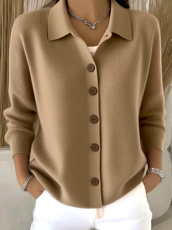 Blød Krave Knopf-Pullover