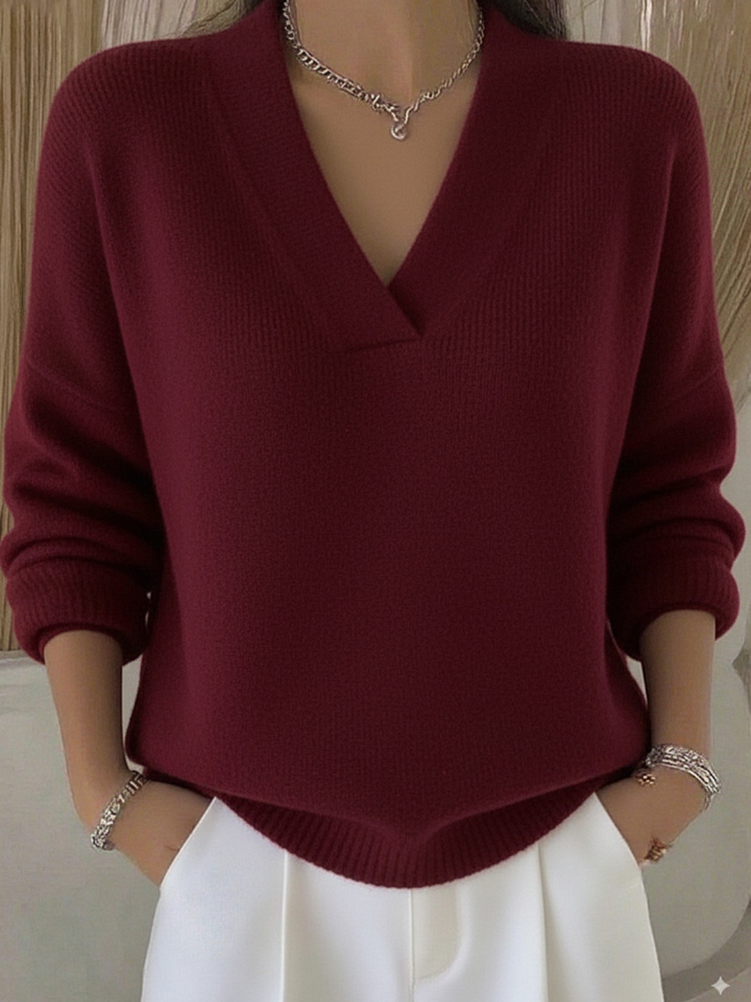 Blød V-udskæring Pullover