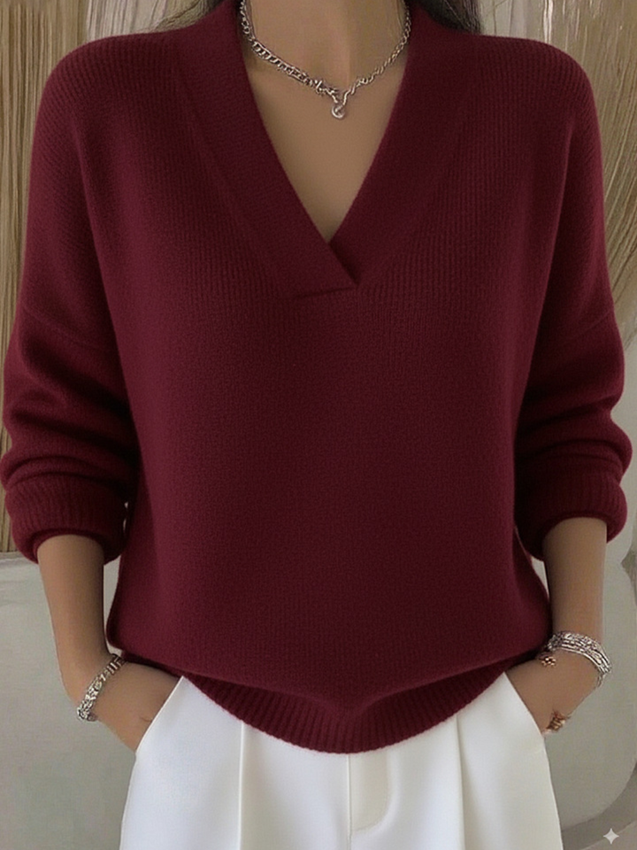 Blød V-udskæring Pullover